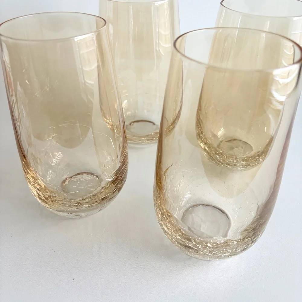 Pier 1 Imports | Amber Crackle Golden Luster Highball Glasses Set Of 4